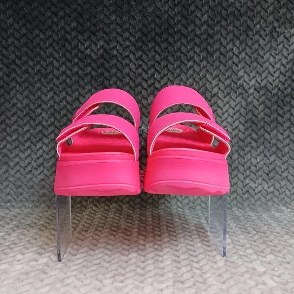 Hey Dude Delray Slide Mono Classic Women's Sandals Electric Pink Platform Sz 9 - Picture 5 of 12